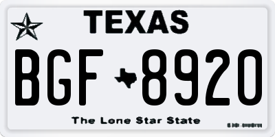 TX license plate BGF8920