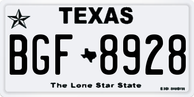 TX license plate BGF8928