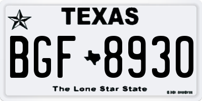 TX license plate BGF8930