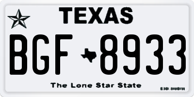 TX license plate BGF8933