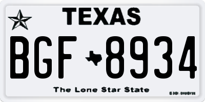 TX license plate BGF8934