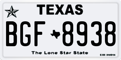 TX license plate BGF8938