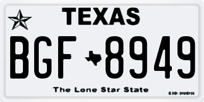 TX license plate BGF8949