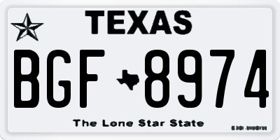 TX license plate BGF8974