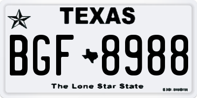 TX license plate BGF8988