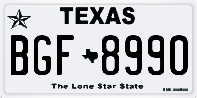 TX license plate BGF8990