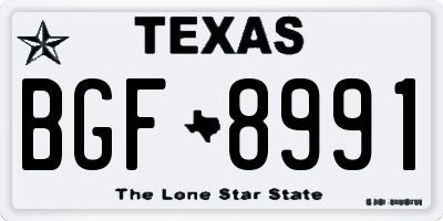 TX license plate BGF8991