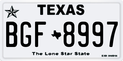 TX license plate BGF8997