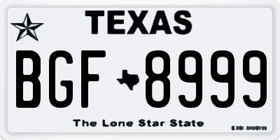 TX license plate BGF8999
