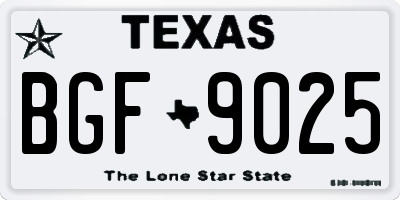 TX license plate BGF9025