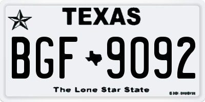 TX license plate BGF9092