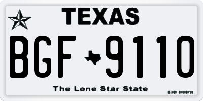 TX license plate BGF9110