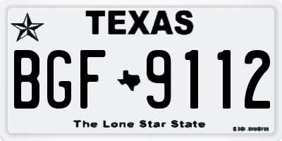 TX license plate BGF9112