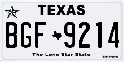 TX license plate BGF9214