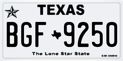 TX license plate BGF9250