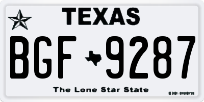 TX license plate BGF9287