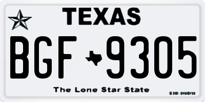 TX license plate BGF9305