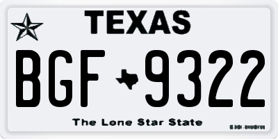 TX license plate BGF9322