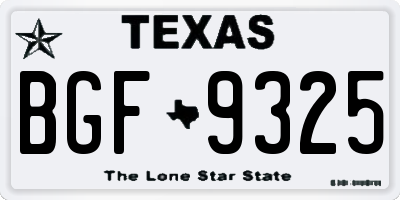 TX license plate BGF9325