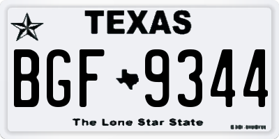 TX license plate BGF9344