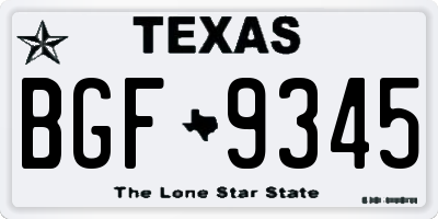TX license plate BGF9345