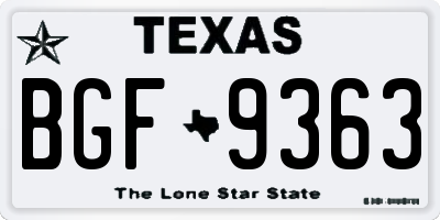 TX license plate BGF9363