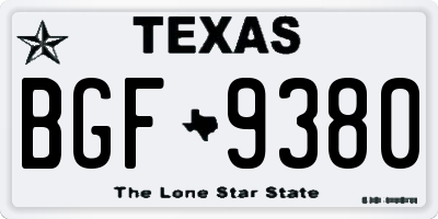 TX license plate BGF9380