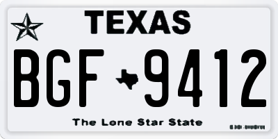TX license plate BGF9412