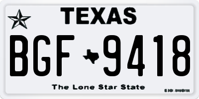 TX license plate BGF9418