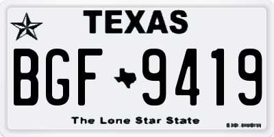 TX license plate BGF9419