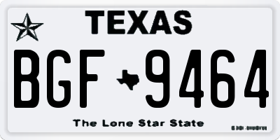 TX license plate BGF9464