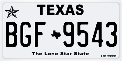 TX license plate BGF9543