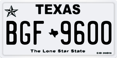 TX license plate BGF9600