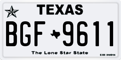 TX license plate BGF9611