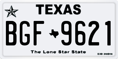 TX license plate BGF9621