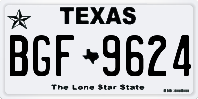 TX license plate BGF9624