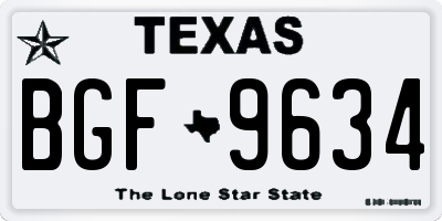 TX license plate BGF9634