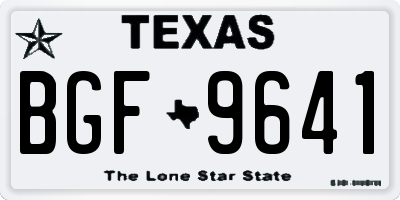 TX license plate BGF9641