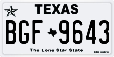 TX license plate BGF9643