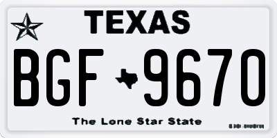 TX license plate BGF9670