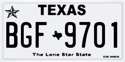 TX license plate BGF9701