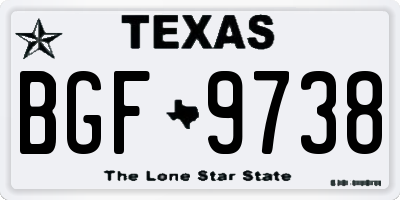 TX license plate BGF9738