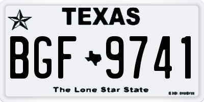 TX license plate BGF9741