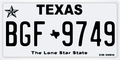 TX license plate BGF9749
