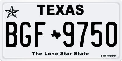 TX license plate BGF9750