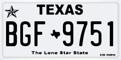 TX license plate BGF9751