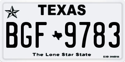TX license plate BGF9783