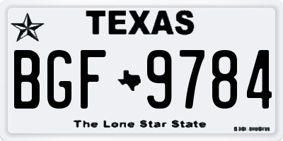 TX license plate BGF9784