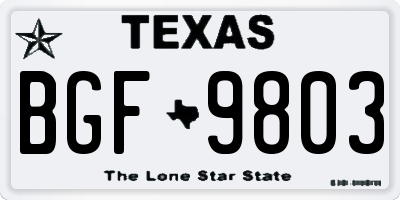 TX license plate BGF9803