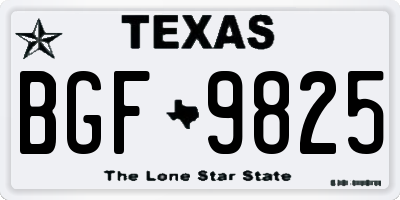 TX license plate BGF9825